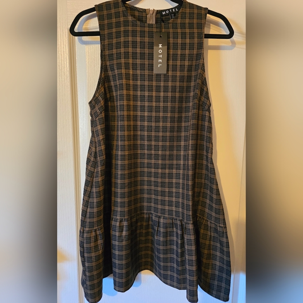 DOLLS KILL ~ Motel Rocks Brown Plaid Women's Dress